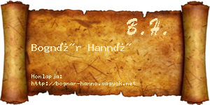 Bognár Hannó névjegykártya
